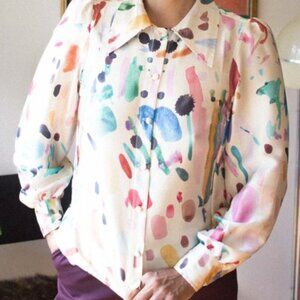 Samantha Pleet Enchantment Blouse | Palette Abstract Print Size Small